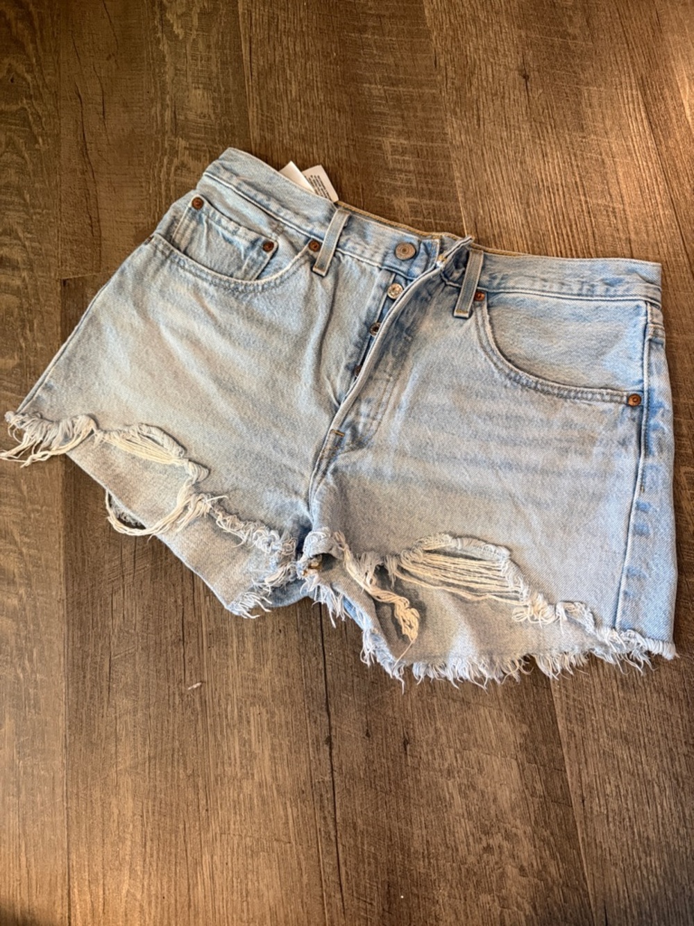 Signature by Levi Strauss Light Blue Distressed Denim Cutoff Shorts